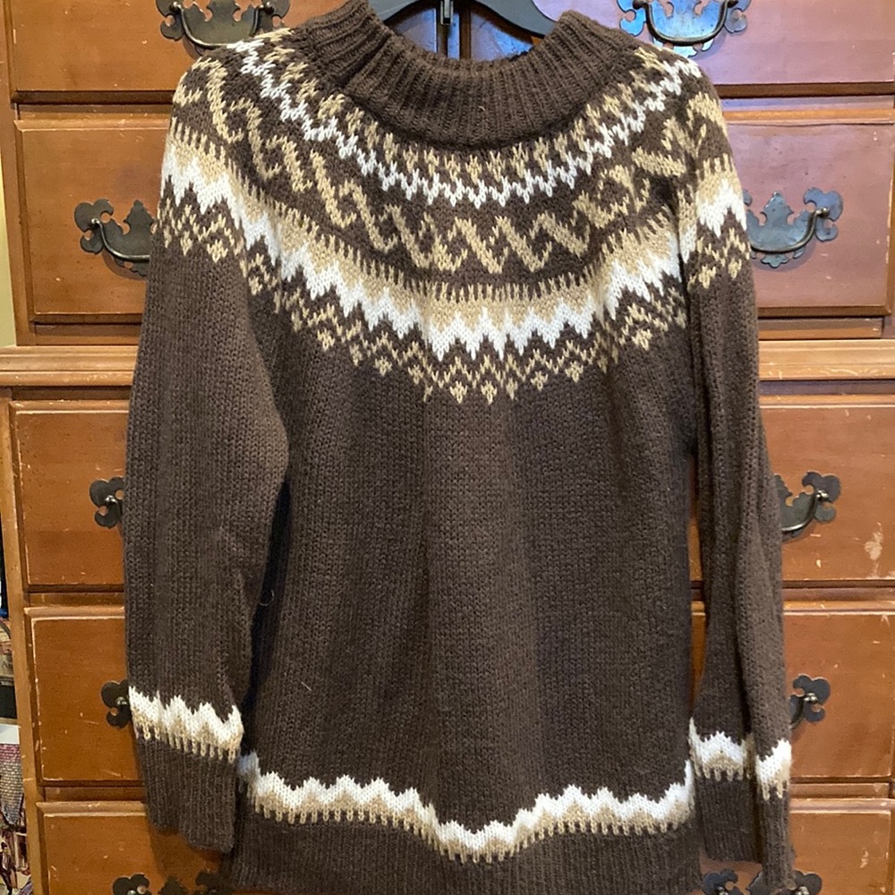 Soft Mock Turtleneck Sweater Fair Isle Style Shein Sz L